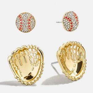 NWOT / BAUBLEBAR / Gold and Red Baseball Earrings